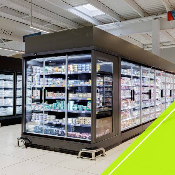 commercial refrigeration in a supermarket